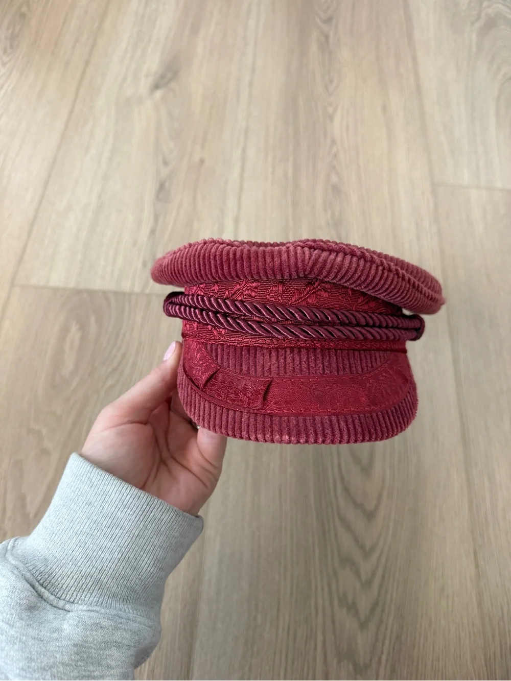 Brixton Corduroy Burgundy Baker Boy Cap